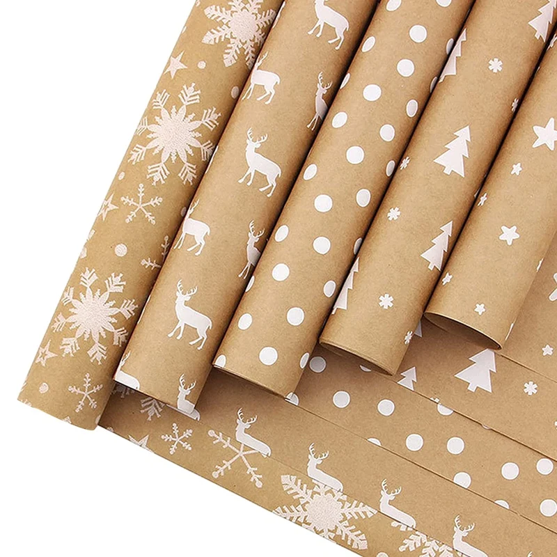 

5 Pcs Christmas Wrapping Paper Sheets,For Christmas Birthday Party Gift Wrap Papers,Present Gift Wrapping Paper