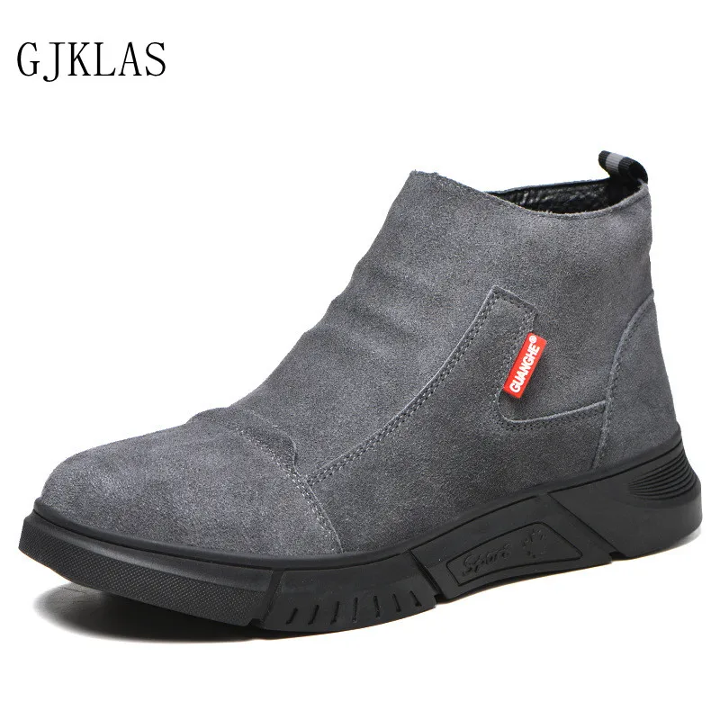 

Steel Toe Men Working Boots Safety Shoes Anti-hit Anti-puncture Welding Mens Shoes Genuine Leather Work Shoes Men Safety Boots
