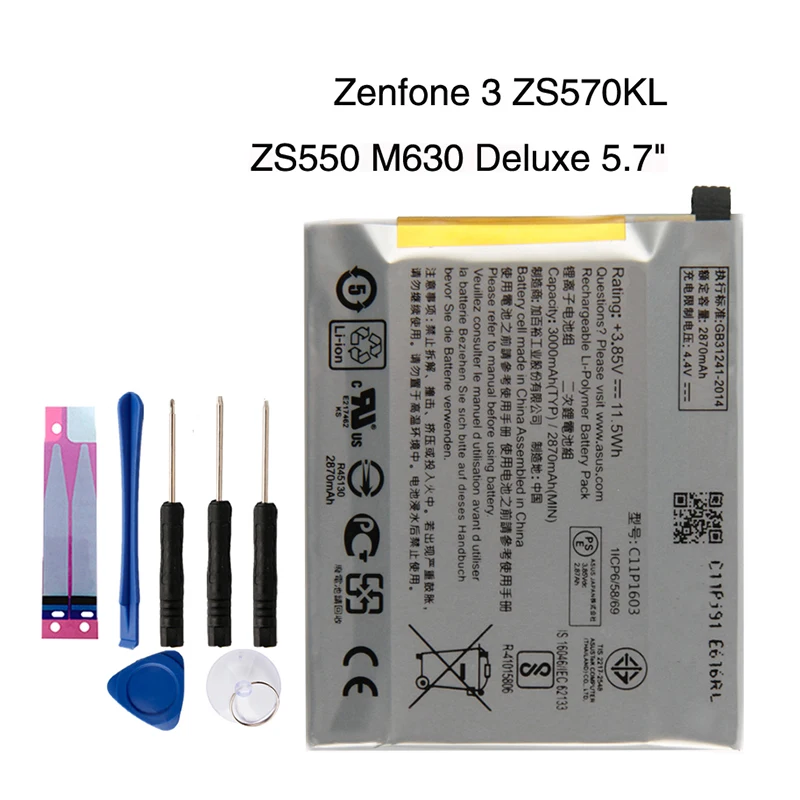 

Orginal C11P1603 Battery For ASUS Zenfone 3 Zenfone3 ZS550 M630 Deluxe 5.7inch Z016D ZS570KL 2870mAh