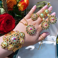 blachette luxury boho shining necklace bracelet ring earring 4pcs for women wedding bridal cubic zirconia fashion jewelry set