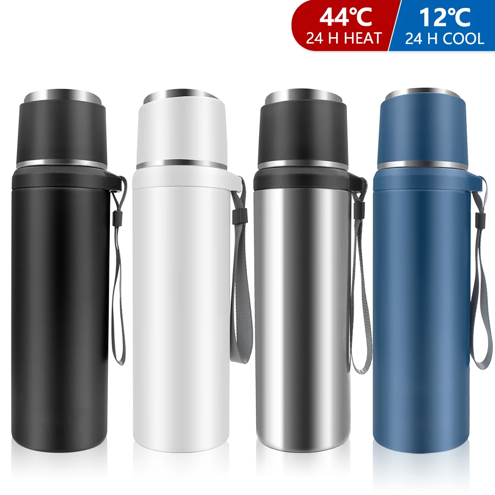 

Stainless Steel Thermos Portable Vacuum Flask Insulation Pot Hot Water Bottle Tumbler with Rope Outdoor Tea Cup 500/800/1000ml