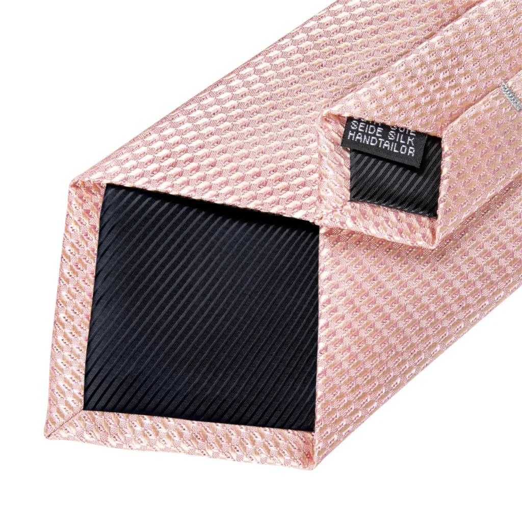 

High Quality Men Pink Solid Wedding For Men Dropshipping New Design Hanky Cufflinks Set
