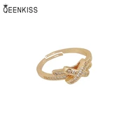 qeenkiss rg736 2022 fine jewelry wholesale fashion trendy woman girl birthday wedding gift woven cross aaa zircon 18kt gold ring