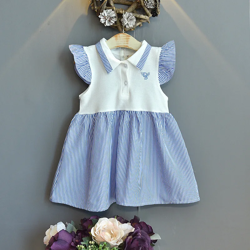 

Flower girl dress Summer new girls polo dress western style short-sleeved children's pink college style kids dresses for girls