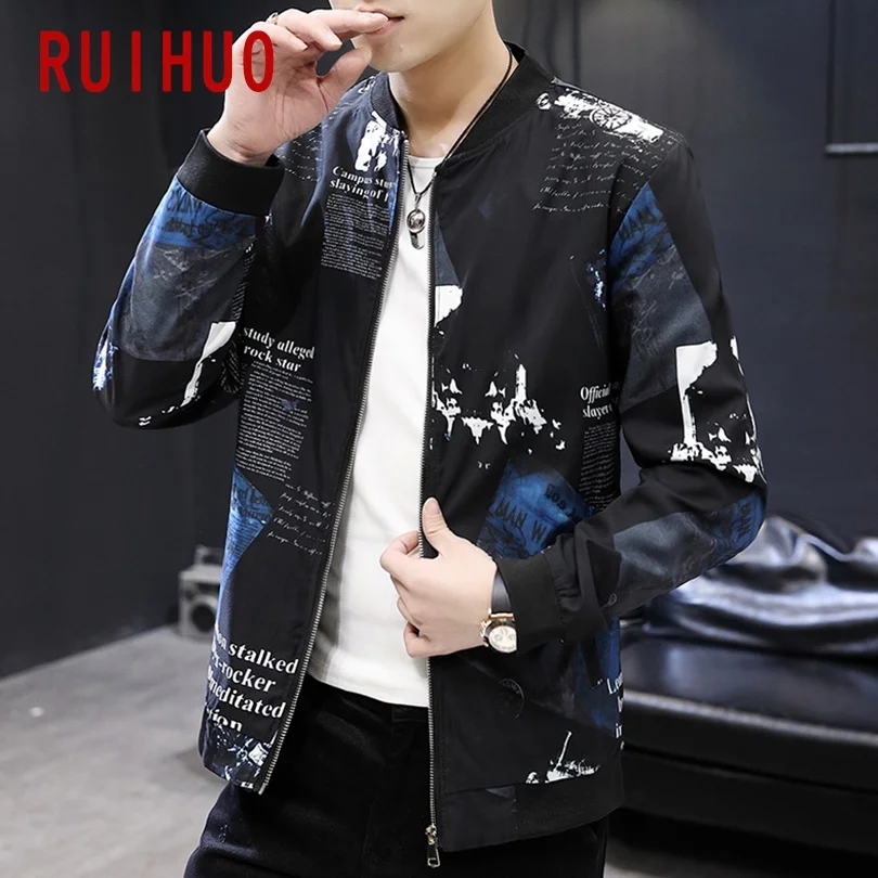 

RUIHUO Floral Baseball Jacket Men Clothing Japanese Streetwear Mens Jackets And Coats 5XL 2021 New Arrivals