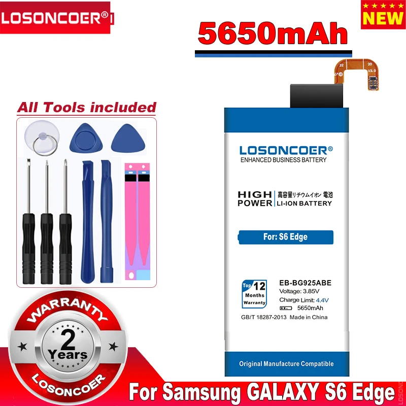 Аккумулятор LOSONCOER 5650 мАч для Samsung GALAXY S6 Edge G9250 G925FQ G925F G925S S6Edge G925V G925A|Аккумуляторы