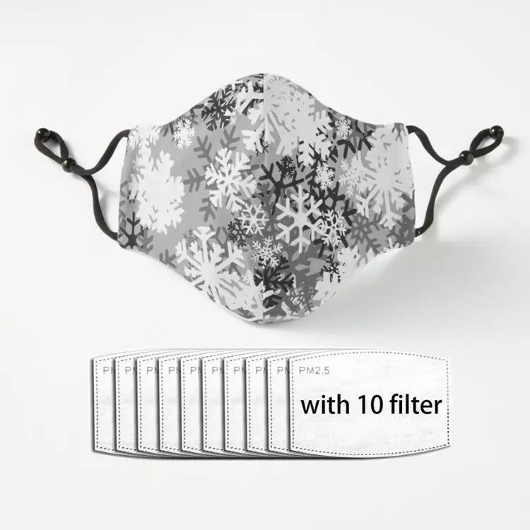 

Snowflake Camo Unisex Mask Adjustable Luxury Polyester Face Mouth Mask With Filter Mascarillas
