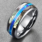 Мужское кольцо FDLK из нержавеющей стали, широкое обручальное кольцо 8 мм с Синим Опалом, размер 6-13