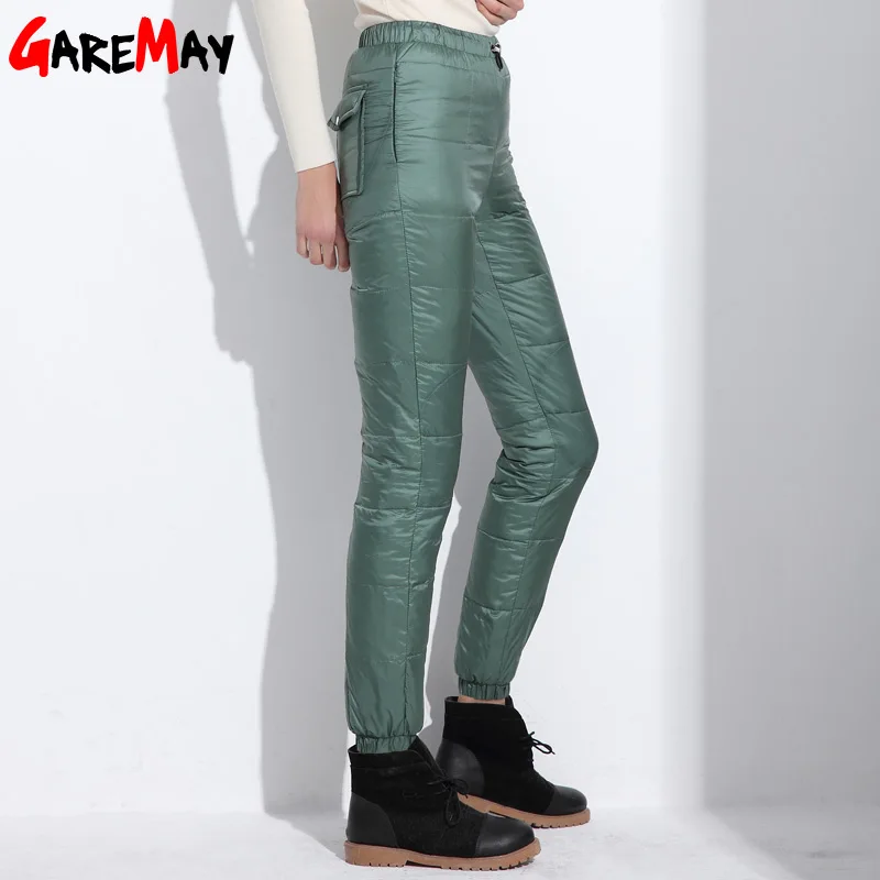 2018 Зима вниз брюки женщин случайный верхней одежды эластичный пояс рабочая