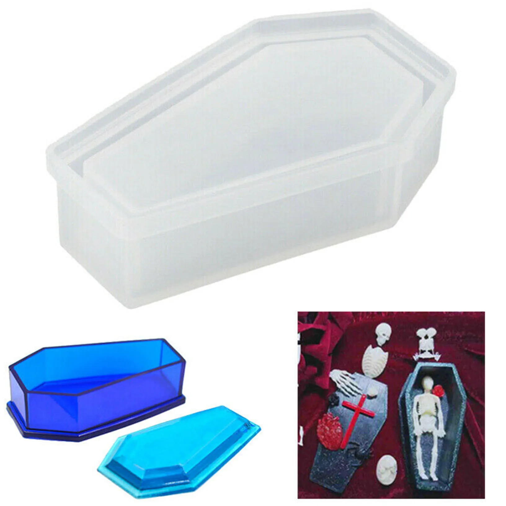 Прозрачная силиконовая форма для гроба вампира с крышкой коробка хранения