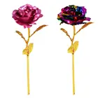 Романтический розовый цветок, покрытие 24-каратным фольгой, золото, розовое золото, радуга, Красавица и чудовище, роза, подарок на день Святого Валентина, Свадебный декор, 1 шт.