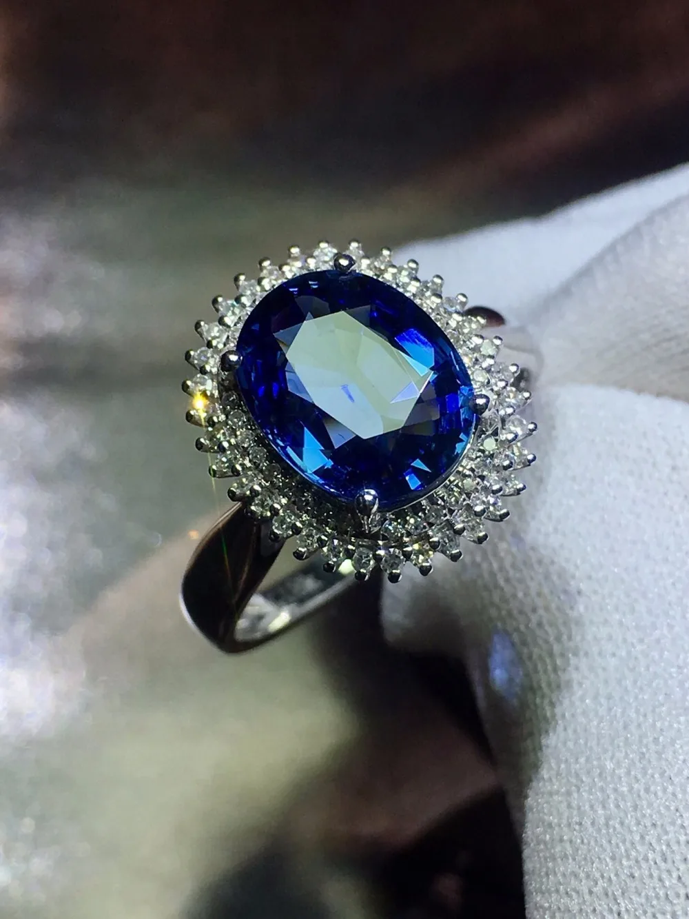 820 тонкие ювелирные изделия из сапфира кольцо натуральный 3.1ct Разогревающий драгоценный камень, синий сапфир чистый 18 K золото ювелирные изделия для женщин Кольца Бриллианты