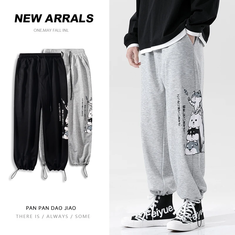 

2021 Summer and Autumn Men's Cartoon Anime Printed Sweatpants Men's Large Drawstring Loose Casual Cropped Pants Harajuku Fashion