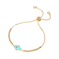blue enamel fatima hand hamsa bracelet for women evil eye star fish pendant bangle adjustable gold plated chain jewelry gift