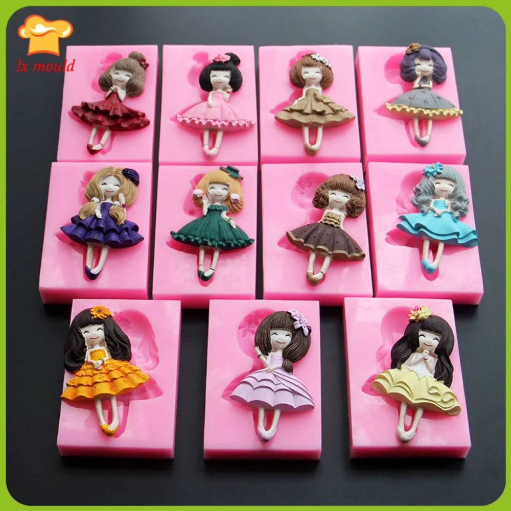 Fondant (сахарная) силиконовые формы для торта DIY темп девочка кукла Форма пресс форм