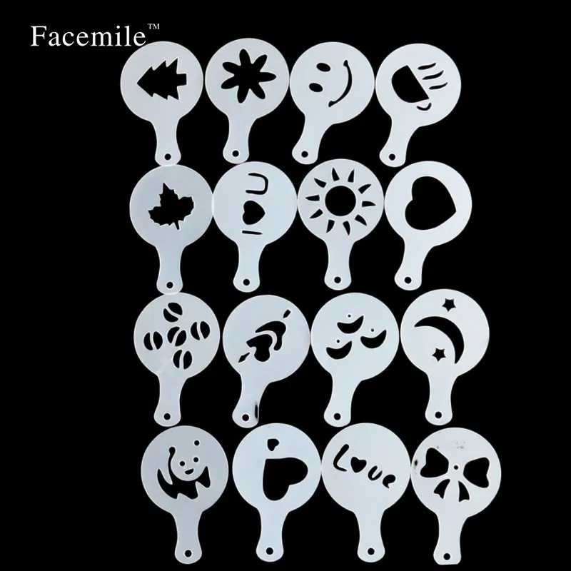 16 шт. трафарет для кофе молока капкейков форма бариста капучино Strew Pad Duster