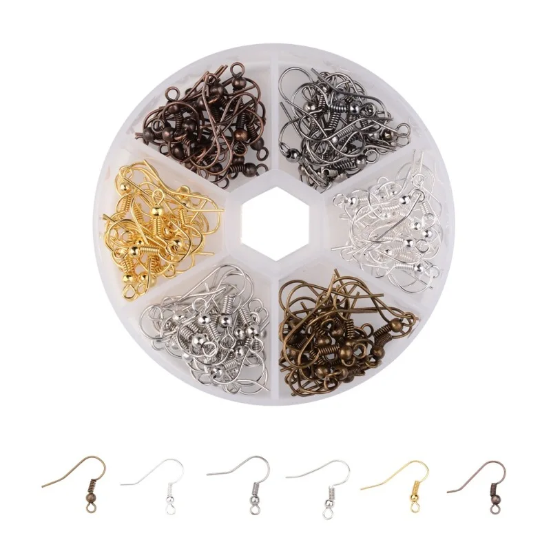 

1Box 120PCS Mixed Color Iron Earring Hooks Earwire for Jewelry Making DIY Earring Findings 18x0.8mm Hole: 2mm