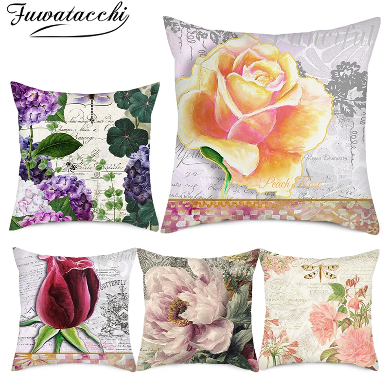 Чехол для подушки Fuwatacchi с цветочным принтом чехол цветущим постером фото