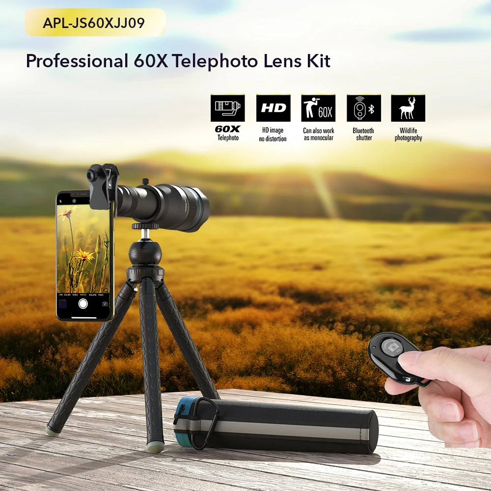 Телеобъектив APEXEL 60X Series 36X 28X HD с переменным фокусным расстоянием со штативом