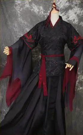 Косплей китайский стиль Mo Dao Zu Shi Wei Wuxian костюм изысканная вышивка аниме Grandmaster Of Demonic культивирование одежда - Цвет: Black