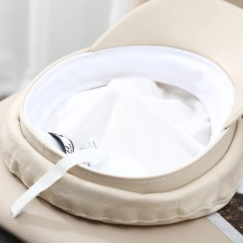 

202106-lulu new classic school style pu brim street leisure Octagonal hat men women visors cap