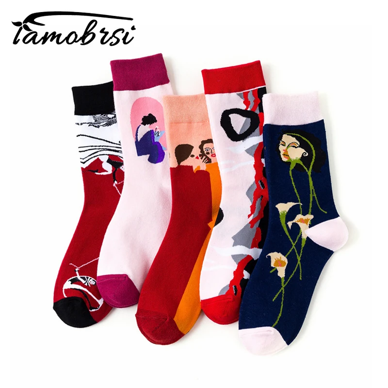 2021 уличная одежда женские креативные милые Брендовые носки с цветами теплые