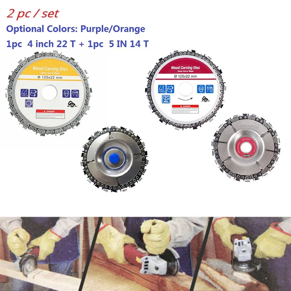 

2 Pcs Angle Grinder Disc Chain Saw Disc Set 4 Inch 22T 5 Inch 14T For Wood Carving Sculpting Cutting Tools Garden Tools