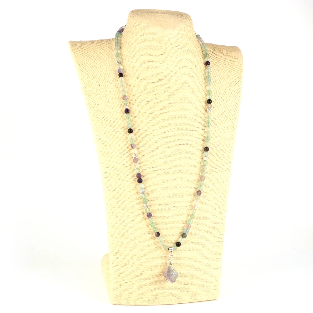 Женское ожерелье с подвеской из натурального камня 6 мм 108 кристаллами|Ожерелья