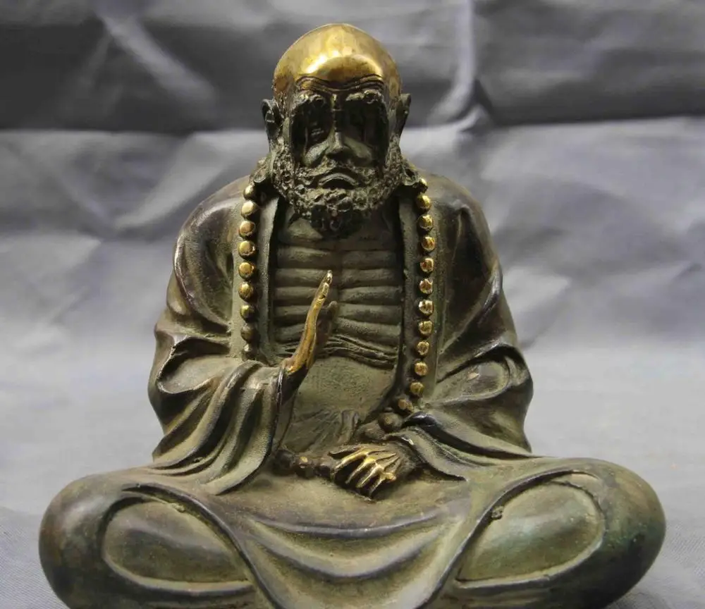 

Бесплатная доставка, 20-сантиметровая китайская статуя Будды из искусственной меди