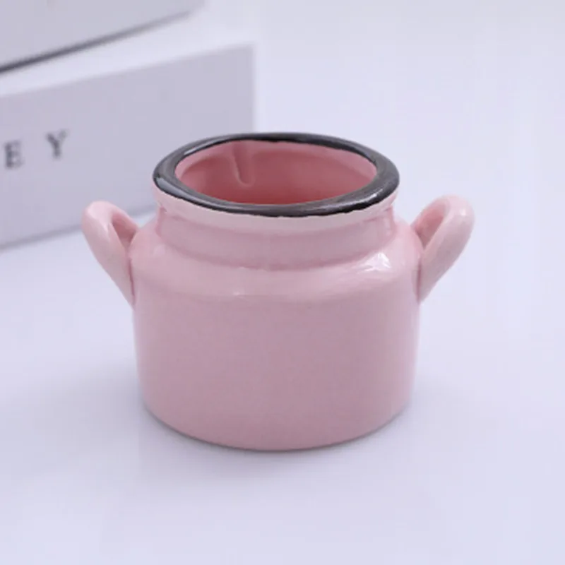 SXJ054-S-Pink Мини керамический цветочный горшок конфетные цвета Настольный мясистый цветочный горшок расписанный вручную керамический флорист украшение креативные предметы для дома - Цвет: SXJ054-S-Pink