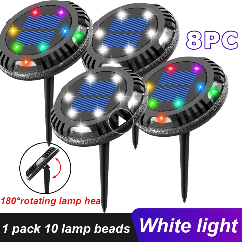 

Solar Powered Ground Light Outdoor Waterproof Garden Pathway Deck Lights With 8/10 LED Lamp For Home Yard Driveway Lawn Road