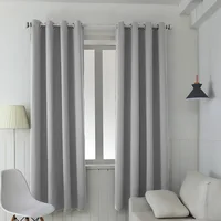 solid grey microfiber blackout tube curtain for window treatment 2 panels