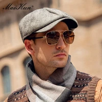 maikun hat mens autumn and winter british vintage forward hat tthickened cap men winter short brim male beret