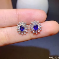 kjjeaxcmy 925 sterling silver inlaid natural sapphire womens new exquisite fashion flowers gem ear stud earrings support check