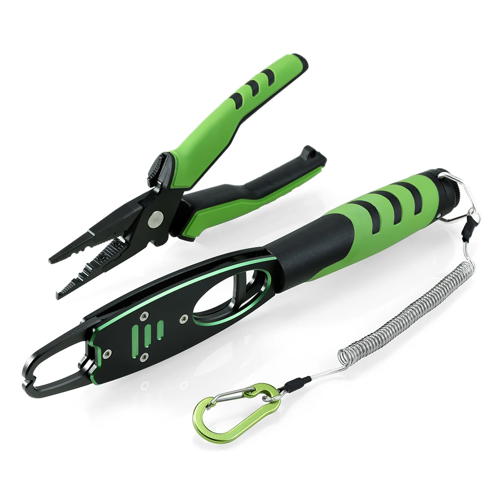 Fishing Plier n Grip Рыболовные плоскогубцы из алюминиевого сплава, рукоятка, разъемное кольцо, резак, рыболовный держатель, снасти с оболочкой и выдвижным тросом, комбинированные крючки для удаления - Цвет: Fishing Plier n Grip