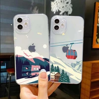 travel scenery clear phone case for iphone 12 13 mini 11 pro max 7 8 plus se 2020 x xr xs max mountain transparent back cover