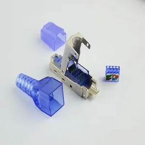 20pc rj 45 cat7 tool free shielded rj45 termination plug 10g ethernet networking extension cord connectors modular 2324awg blue free global shipping