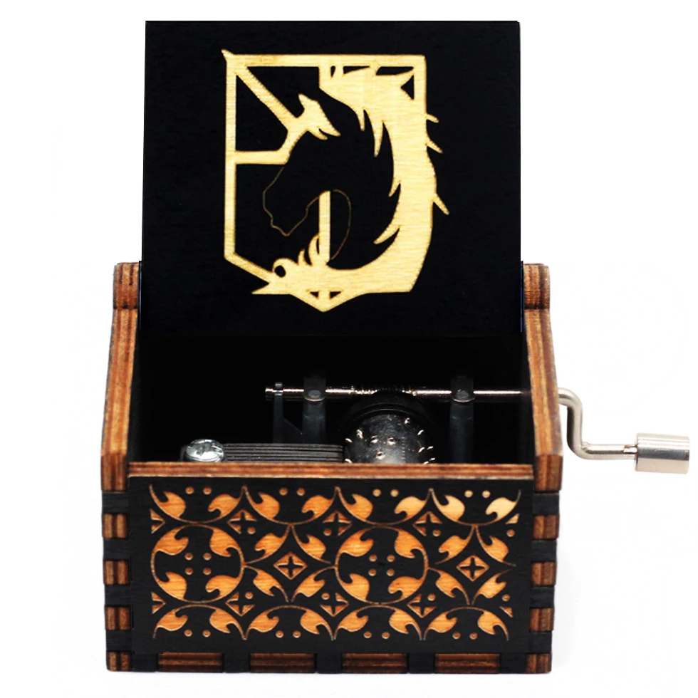 Музыкальная шкатулка Королева атаки на Титанов старинная резная деревянная
