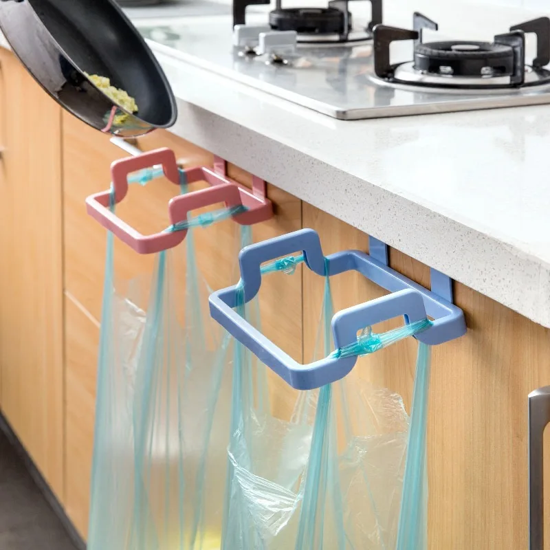 

Portable Plastic Garbage Hanging Bag Kitchen Trash Storage Rack Bag Hook Scouring Pad Dry Shelf Holder Gadgets Storage Rack