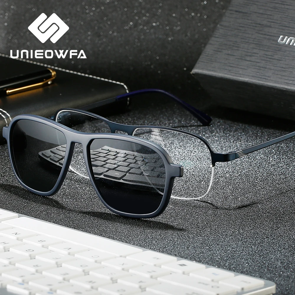 Солнцезащитные очки Мужские поляризационные магнитные с зажимом без оправы при