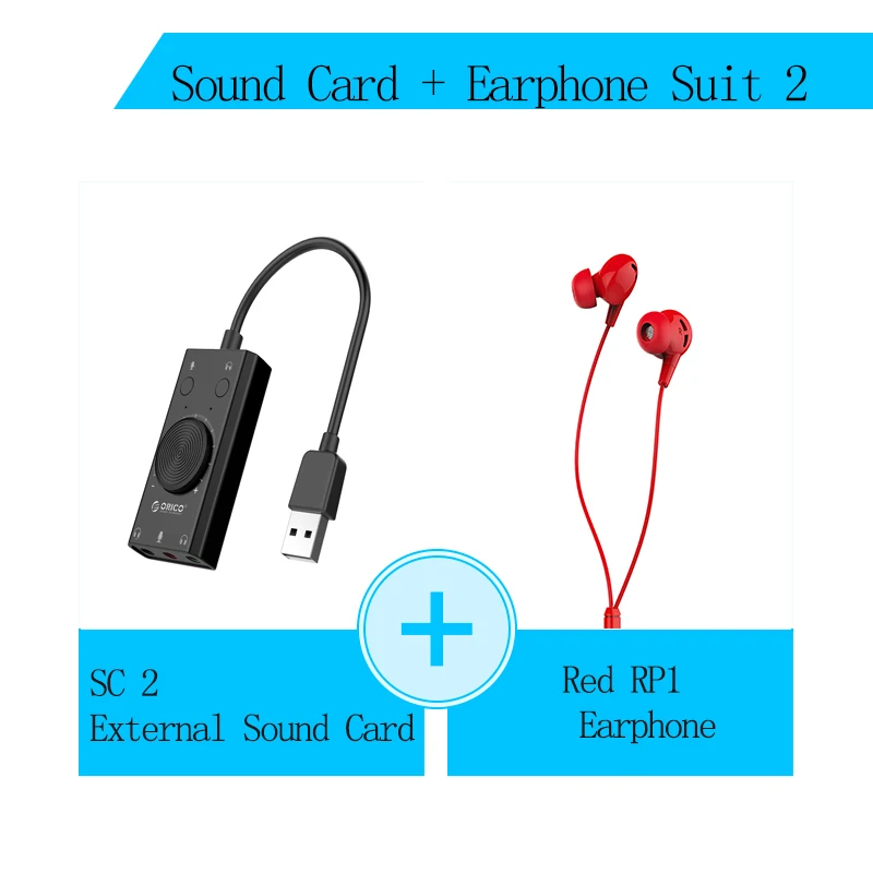 SC2 Earphone Suit 2 ORICO USB внешняя звуковая карта с двумя портами наушников 3,5 мм выход 3 порта регулятор с микрофонным переключателем для Windows Mac - Цвет: SC2 Earphone Suit 2