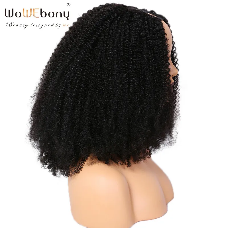 U Part Wig Kinky Curly Human Hair Wig For Black Women 130 150 180 250 Density Glueless Wig Brazilian Remy 8-26" Pre Plucked
