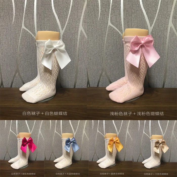Детские гольфы ярких цветов с бантиком в Королевском Стиле для девочек носки без