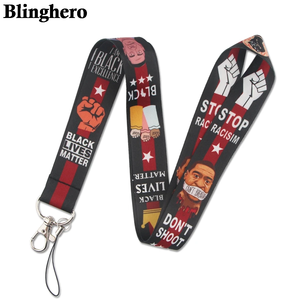 

CA1502 Black Lives Matter Lanyard Cool Print Lanyards Strap Phone Holder Neck Straps Hanging Ropes Fashion Buttons Accessorie