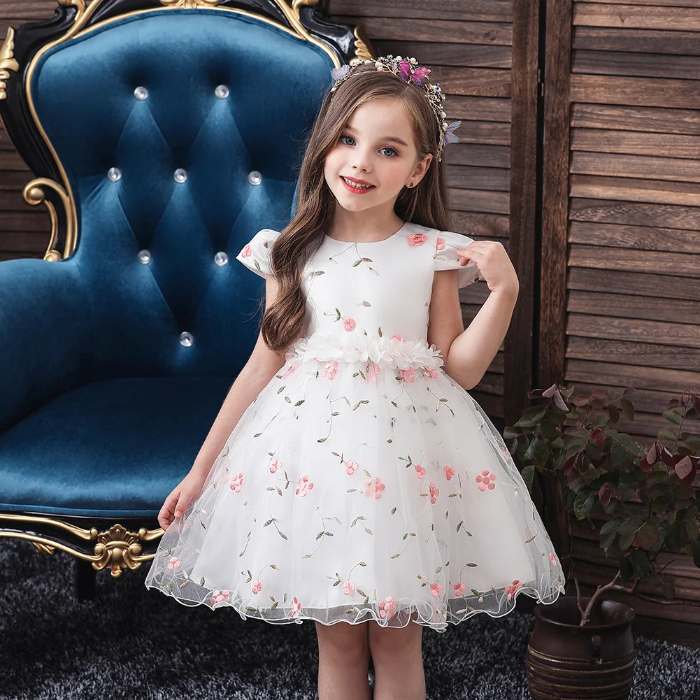 

2021 Summer 0-5Y Baby Girls Dress Cute Cartoon Baby Princess Birthday Party Mesh Dresses Costume Toddler Infant Kids Clothing