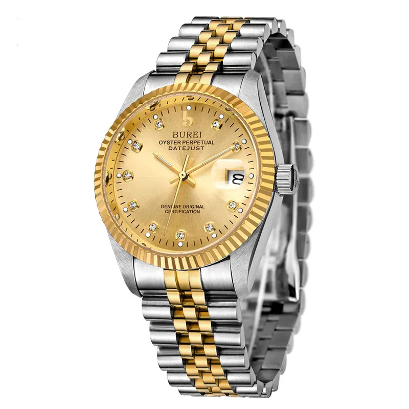BUREI 5003 Switzerland часы мужские роскошные брендовые oyster perpetual datejust Miyota автоматические механические золотые relogio Masculino
