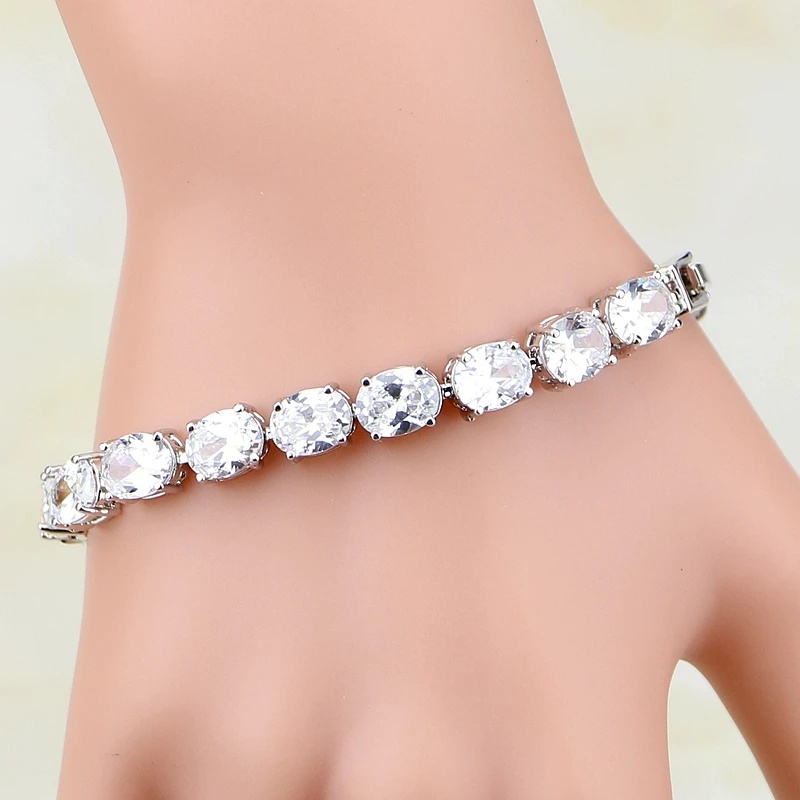 

Женский браслет из серебра 925 пробы, с фианитом, 7 дюймов