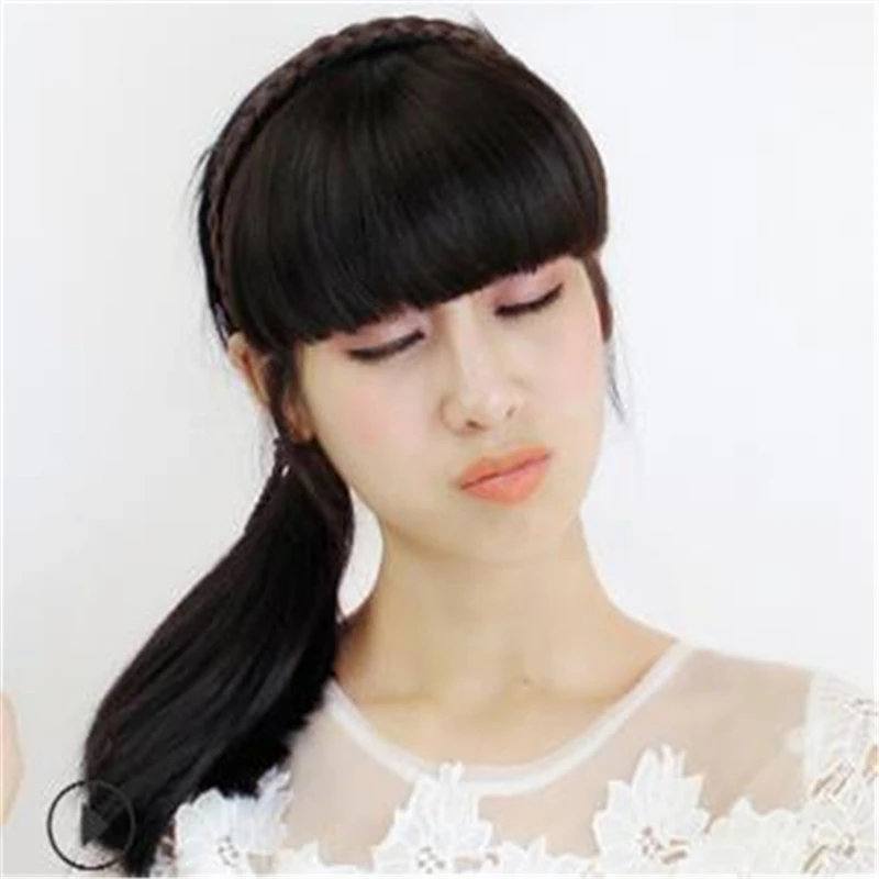 Модные короткие плетеные тупые челки натуральные аккуратные шиньоны новые