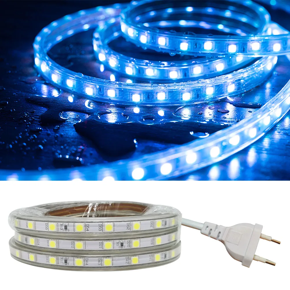 Светодиодная лента 220 В переменного тока гибкая Водонепроницаемая IP65 гирлянда