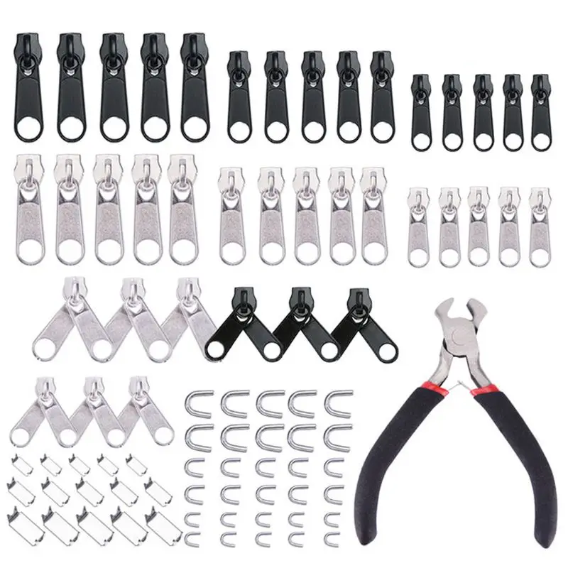85pcs/set Zipper Repair Kit Sewing Jacket Slider Install Plier Metal Lock Pull | Дом и сад